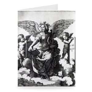 Poetry, c.1515 (engraving) by Marcantonio   Greeting Card (Pack of 2 