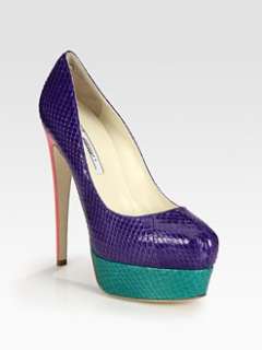Brian Atwood   Marilyn Multicolored Snakeskin Platform Pumps