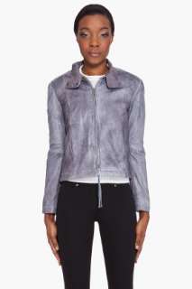 Mm6 Maison Martin Margiela Grey Washed Leather Jacket for women 
