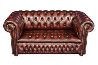 English Leather Chesterfield Loveseat Sofa Couch  