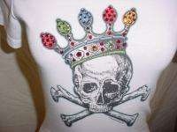 Bejeweled Susan Fixel T Shirt Rhinestones Skull size S  