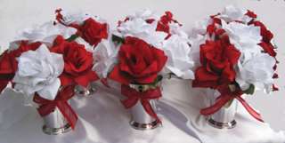 LARGE LOT Wedding bouquet Bridal Silk flowers centerpiece pew bows 