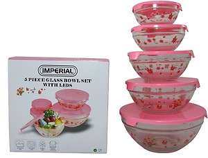 Pc Glass Food Storage Container / Mixing Bowl Set Happy Flower with 