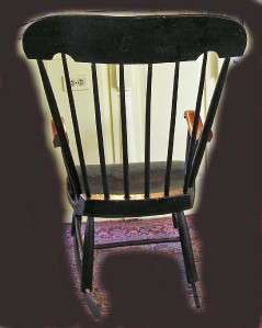 Classic Stenciled Boston Rocker with Black Paint C. 1840s  