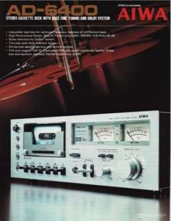 AIWA AD 6400 Stereo Cassette Brochure 70s  