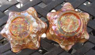   honeycomb and clover exterior vintage marigold carnival glass bowls