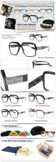   Vintage Black Rim New eyeglass Clear Lens glasses frames FREE Hardcase