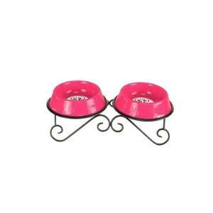  Platinum Pets DDSPNK Double Diner Dog Stand with 2 Bowls 