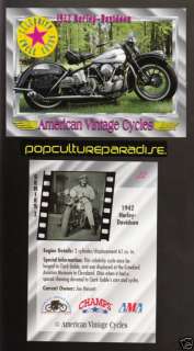 1942 HARLEY DAVIDSON Clark Gables Bike Motorcycle CARD  