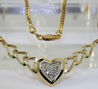   PAVE DIAMOND 14K YELLOW GOLD REPEATING HEART NECKLACE SALE  