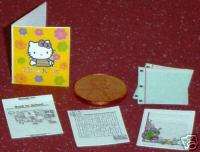 Miniature Hello Kitty Folder with Papers  Yellow Floral  