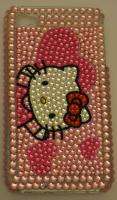 iPhone 4 4s Blink Pink Cute Hello Kitty Crystal case Hearts  