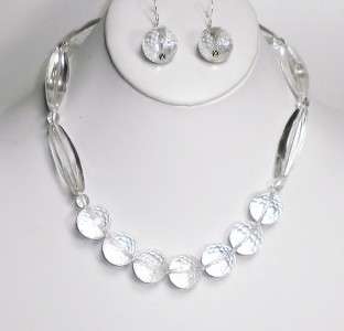 JS054  925 SS ROCK CRYSTAL NECKLACE AND EARRINGS SET  