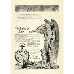  1923 Ad Father Time Elgin Watches Child Baby Hourglass New 