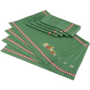   HO HO Presents Tree Green Embroidered Table Linen Set