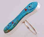 Native American Zuni Carved Turquoise Corn Maiden RIng Size 6  