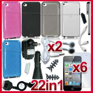 22 ACCESSORY BUNDLE CASE CHARGER FOR IPOD TOUCH 4TH 4 G  