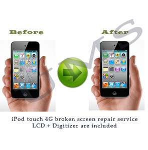iPod Touch 4th Gen Broken Glass Screen Repair Service 8 32 64 GB 