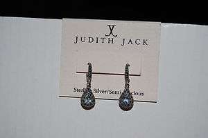 NWT $150 Judith Jack Splendor Pierced Drop Earring Blue Topaz  