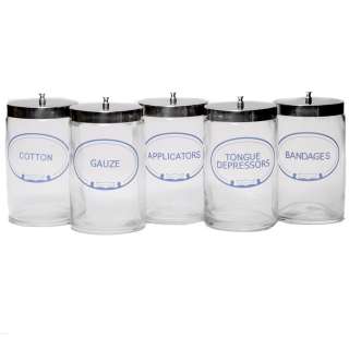 Labeled Glass Sundry Jars Set Of 5  