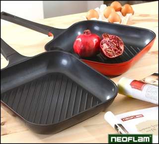 Neoflam Square Grill Ceramic Coating Fry Pan, pastel color, Free 