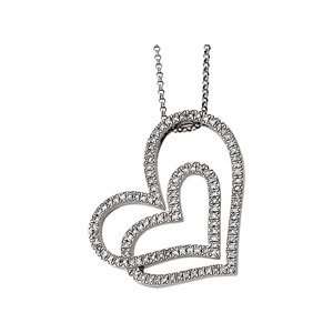  14K White Gold Diamond Heart Necklace Jewelry