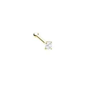   Solid Gold Nose Bone Ring 2mm CZ 22G FREE Nose Ring Backing Jewelry