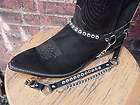   BOOT CHAINS LADIES BLACK LEATHER W CRYSTAL RHINESTONES SILVER HWRE
