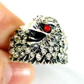   Lively Brave Eagle Tibetan Silver Diamante CZ Adjustable Ring  