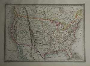 1848 UNITED STATES ANTIQUE MAP BY MALTE BRUN  