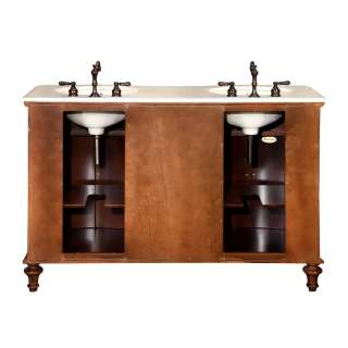 55 Camellia   Marble Top Double Sink Bathroom Vanity (American Walnut 
