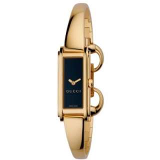 Gucci Womens YA109524 G Line Gold Plated Black Dial Watch   designer 