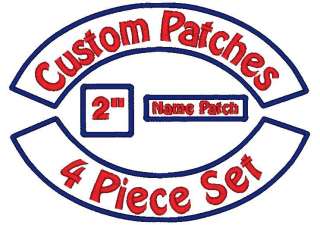  Embroidered Patch Set   Rockers Name MC Square   12 Motorcycle  