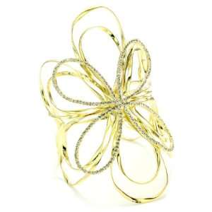 Sheila Fajl 18k Gold Plated Cubic Zirconia Flower Cuff Bracelet