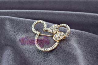   18K Gold Plated Jewelry Use Swarovski Crystal Cute Mickey Mouse Brooch