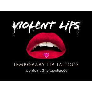 Violent Lips   The Red & Pink Heart   Set of 3 Temporary Lip Appliques