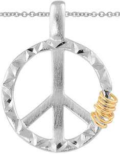   Silver Wish Ring Peace Sign Symbol Necklace or Pendant w/ Cable Chain