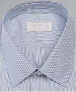 Prada light blue pinstriped point collar dress shirt style# 313226301