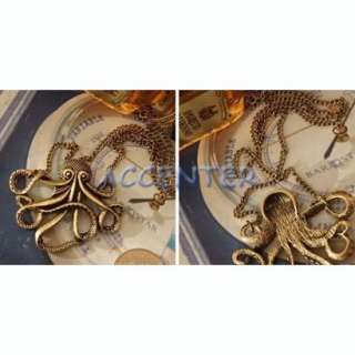 Vintage Bronze Style Octopus Pendant Long Chain Necklace Party N0065 