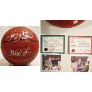  Larry Bird Magic Johnson Signed Spalding I/O Basketball 