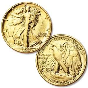    24K Gold Plated Liberty Walking Half Dollar 