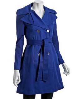 Elie Tahari blue orchid cotton poly twill Jess belted trenchcoat 