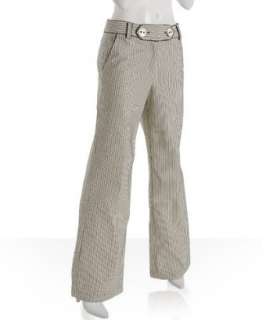 Tibi grey striped cotton seersucker trousers  