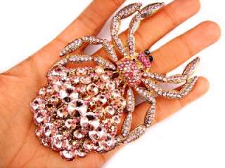 Giant SPIDER Pin Brooch Pink Swarovski Crystal  