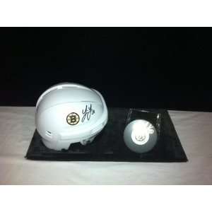   Boston Bruins Mini Helmet & Hockey Puck Combo 