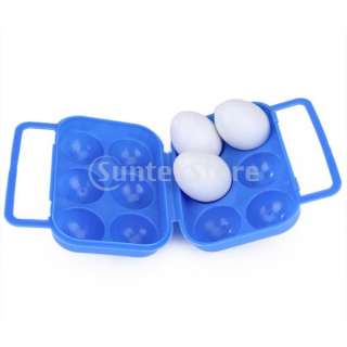   PICNIC Plastic 6 Eggs Portable Carrier Container Storage Tray Box BLUE