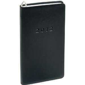   LEATHER Black Leather MONTHLY Pocket Planner 2012