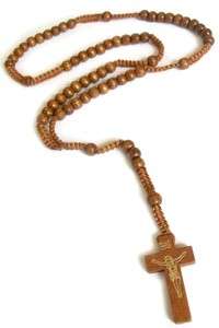 Wooden Rosary Prayer Beads Cross Rosaries Brown  