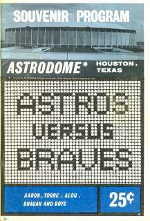1965 Houston Astros v Braves Program  