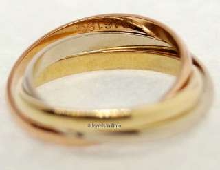 Cartier 18k Tri Gold Trinity Rolling Ring 47  